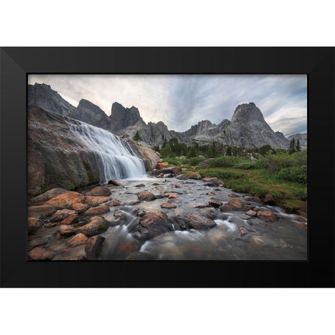 Cirque of the Towers Waterfall Black Modern Wood Framed Art Print by Majchrowicz, Alan