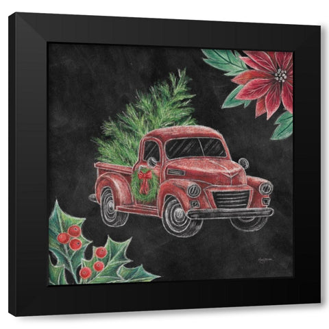 Christmas Chalk Truck IV Black Modern Wood Framed Art Print with Double Matting by Urban, Mary