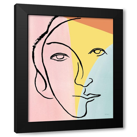 Ink Women V Colorblock Pastel Black Modern Wood Framed Art Print by Schlabach, Sue