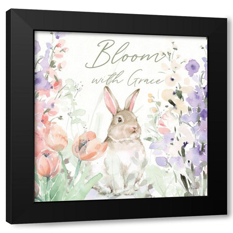 Blooming Bunnies III Black Modern Wood Framed Art Print with Double Matting by Pete, Katrina