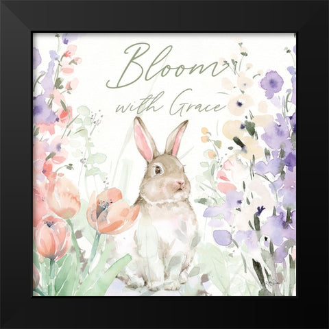 Blooming Bunnies III Black Modern Wood Framed Art Print by Pete, Katrina