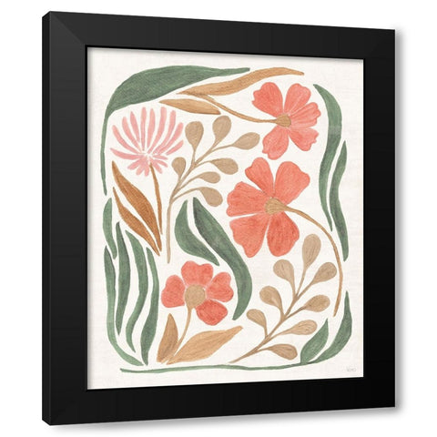 Floral Abstract I Black Modern Wood Framed Art Print with Double Matting by Charron, Veronique