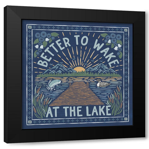 Lakeside Days II Blue Black Modern Wood Framed Art Print with Double Matting by Marshall, Laura