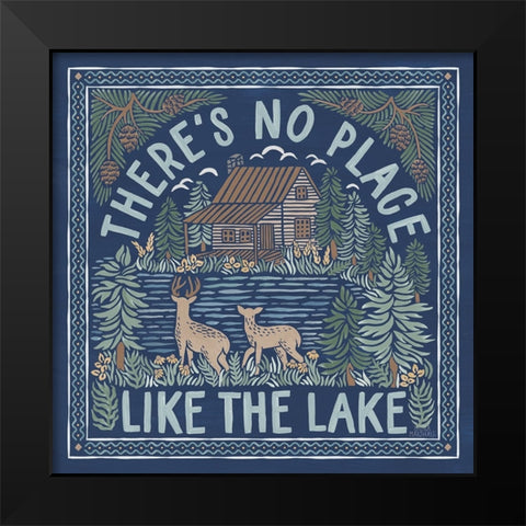 Lakeside Days V Blue Black Modern Wood Framed Art Print by Marshall, Laura