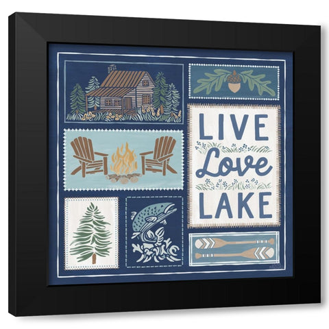 Lakeside Days VIII Blue Black Modern Wood Framed Art Print with Double Matting by Marshall, Laura