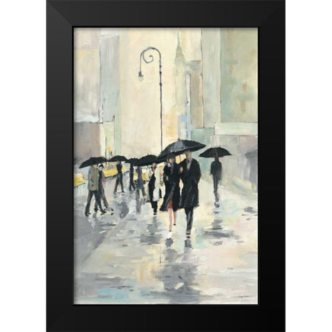 City in the Rain Black Modern Wood Framed Art Print by Tillmon, Avery