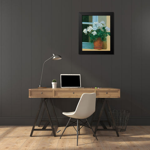 Creancey Geraniums II Black Modern Wood Framed Art Print by Novak, Shirley