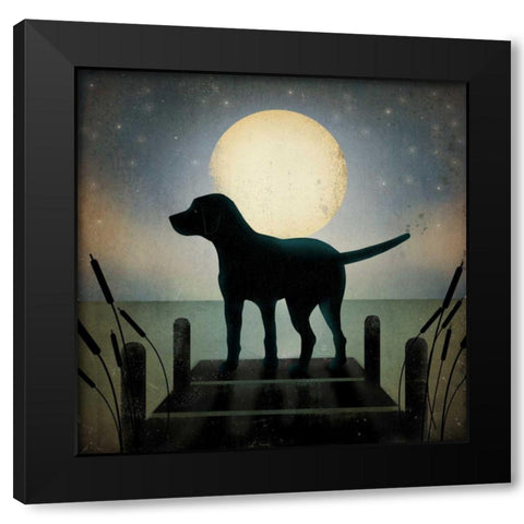 Moonrise Black Dog Black Modern Wood Framed Art Print by Fowler, Ryan