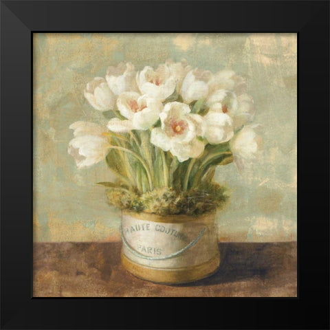 Hatbox Tulips - Wag Black Modern Wood Framed Art Print by Nai, Danhui