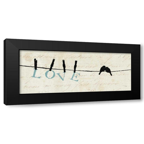 Birds on a Wire - Love Black Modern Wood Framed Art Print with Double Matting by Pelletier, Alain
