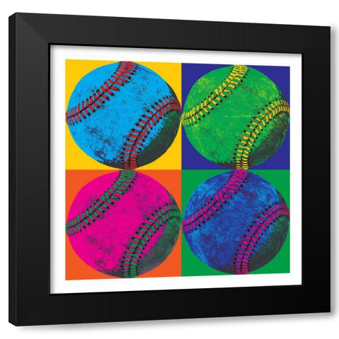 Ball Four Baseball Black Modern Wood Framed Art Print with Double Matting by Wild Apple Portfolio