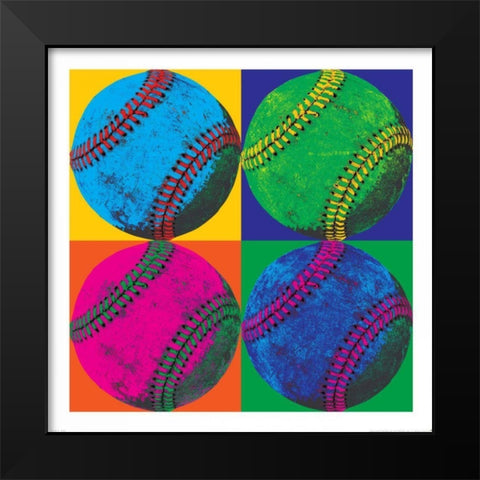 Ball Four Baseball Black Modern Wood Framed Art Print by Wild Apple Portfolio