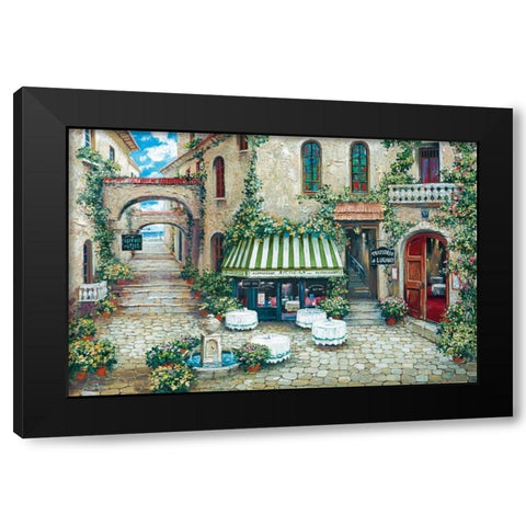 Trattoria di Lugano Black Modern Wood Framed Art Print with Double Matting by Duvall, Roger