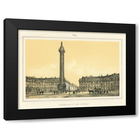 Place Vendome Black Modern Wood Framed Art Print with Double Matting by Anonymous