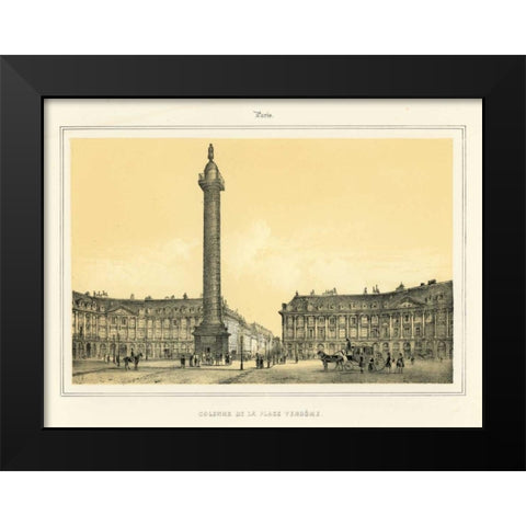 Place Vendome Black Modern Wood Framed Art Print by Anonymous