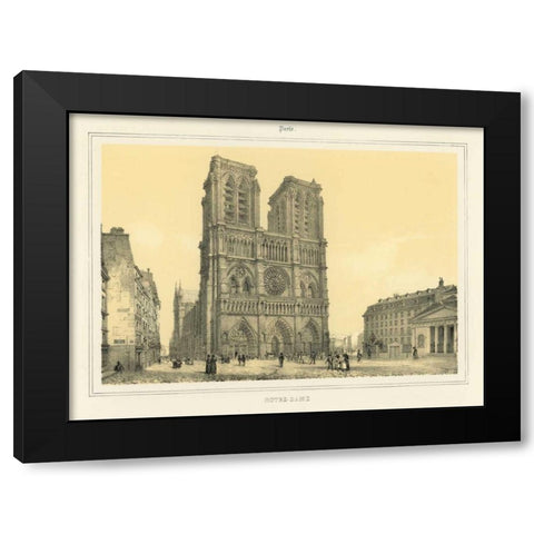 Notre Dame Black Modern Wood Framed Art Print with Double Matting by Anonymous