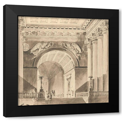 Portico Antico II Black Modern Wood Framed Art Print with Double Matting by Bartolomeo, Maurizio