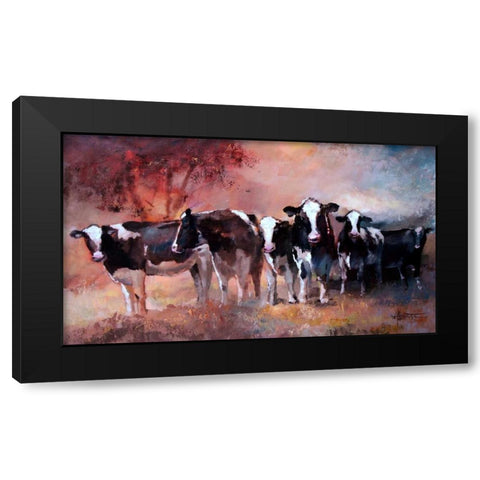 Cows Black Modern Wood Framed Art Print by Haenraets, Willem