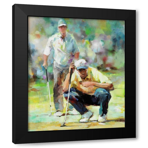 Golfer Black Modern Wood Framed Art Print by Haenraets, Willem