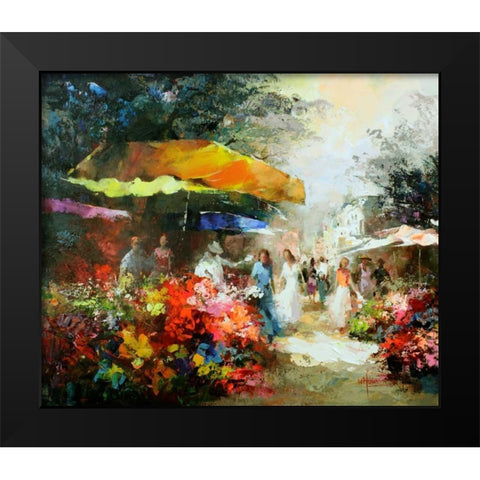 Market Place III Black Modern Wood Framed Art Print by Haenraets, Willem
