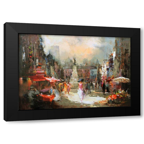 Cafe Rouge III Black Modern Wood Framed Art Print by Haenraets, Willem
