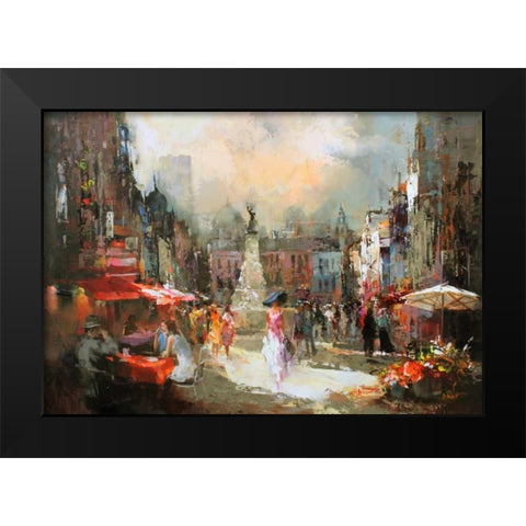 Cafe Rouge III Black Modern Wood Framed Art Print by Haenraets, Willem