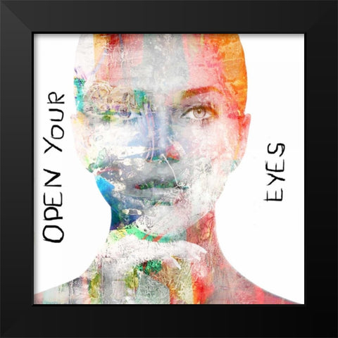 Open your Eyes Black Modern Wood Framed Art Print by Baker, Micha