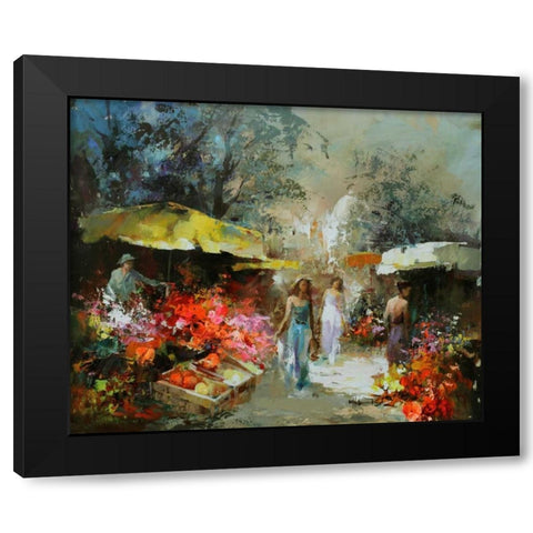Market place I Black Modern Wood Framed Art Print with Double Matting by Haenraets, Willem