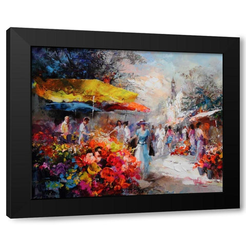 Market place III Black Modern Wood Framed Art Print by Haenraets, Willem