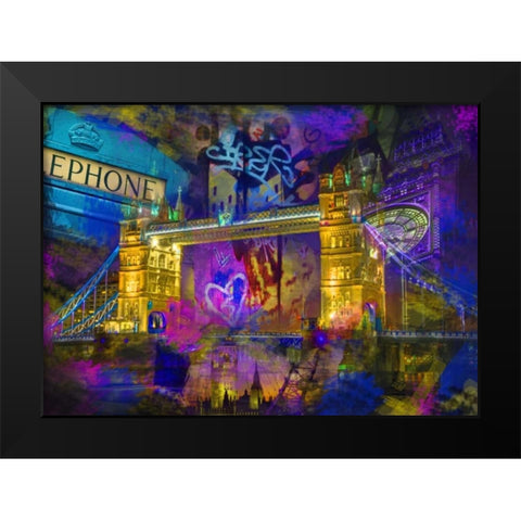 London Black Modern Wood Framed Art Print by de Haas, Mascha