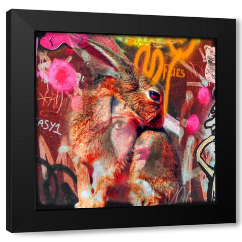 Bunny Black Modern Wood Framed Art Print with Double Matting by de Haas, Mascha