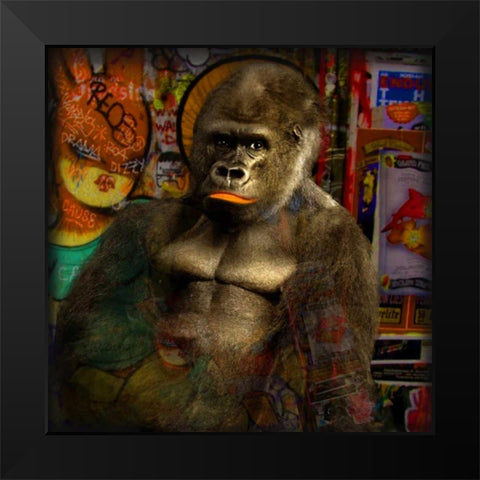 Mister Big Black Modern Wood Framed Art Print by de Haas, Mascha