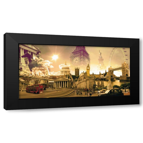 London Highlights Black Modern Wood Framed Art Print with Double Matting by Nyss