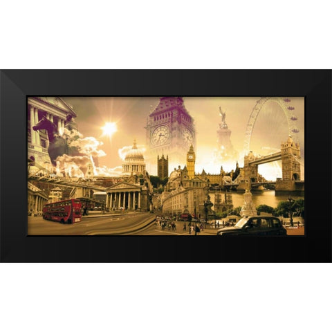London Highlights Black Modern Wood Framed Art Print by Nyss