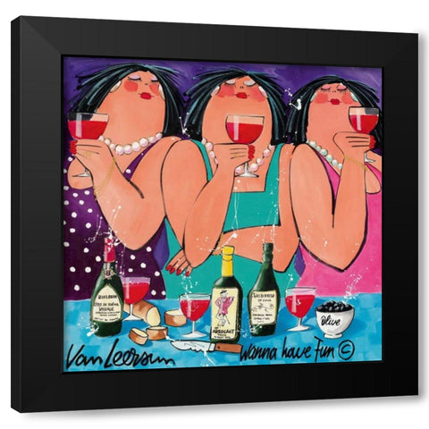Wanna have Fun II Black Modern Wood Framed Art Print with Double Matting by van Leersum, El