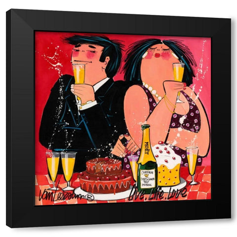 Live Life Love Black Modern Wood Framed Art Print with Double Matting by van Leersum, El