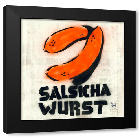 Salsicha Black Modern Wood Framed Art Print by Eliot
