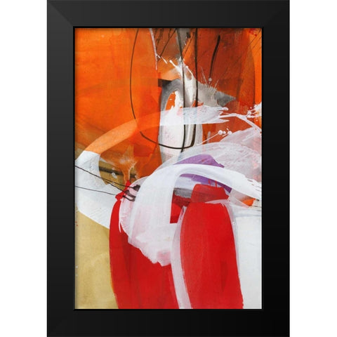 Red Expression I Black Modern Wood Framed Art Print by Ruttkau,El