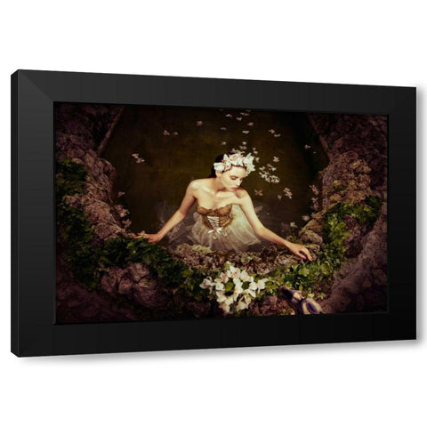 Dragontales 8 Black Modern Wood Framed Art Print with Double Matting by Hartmann, Eva