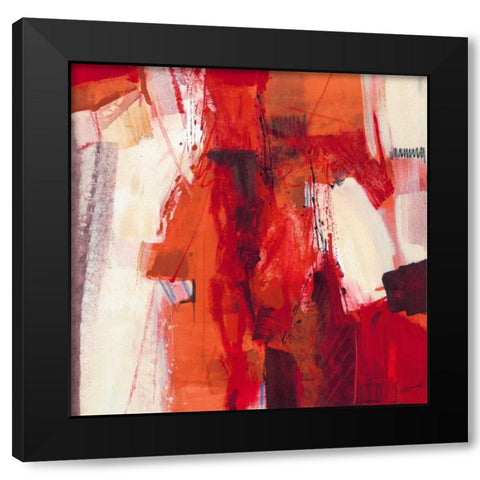 Rosso Astratto Black Modern Wood Framed Art Print with Double Matting by Cusumano, Francesco