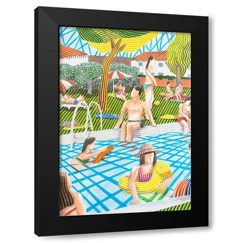 Un dia de Piscina Black Modern Wood Framed Art Print with Double Matting by Ortas, Javier