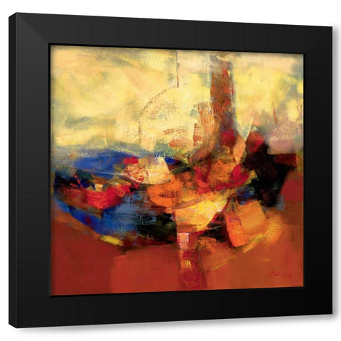 Coloring I Black Modern Wood Framed Art Print with Double Matting by Madjid