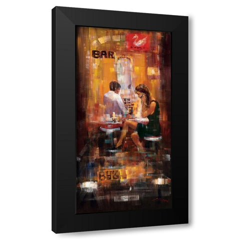 Bar Scene II Black Modern Wood Framed Art Print with Double Matting by Madjid