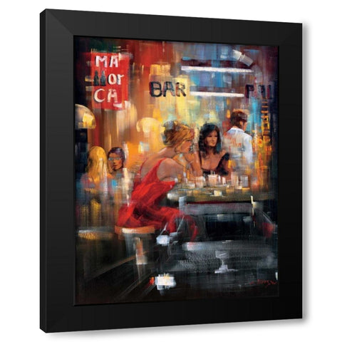 Bar Scene IV Black Modern Wood Framed Art Print with Double Matting by Madjid