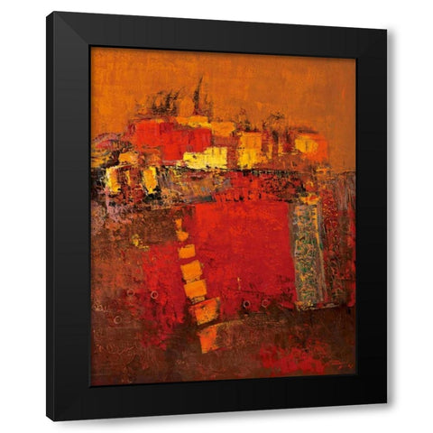 Squares Black Modern Wood Framed Art Print with Double Matting by Madjid