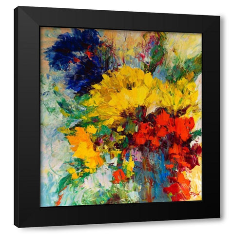 Blumenfreude I Black Modern Wood Framed Art Print with Double Matting by Madjid