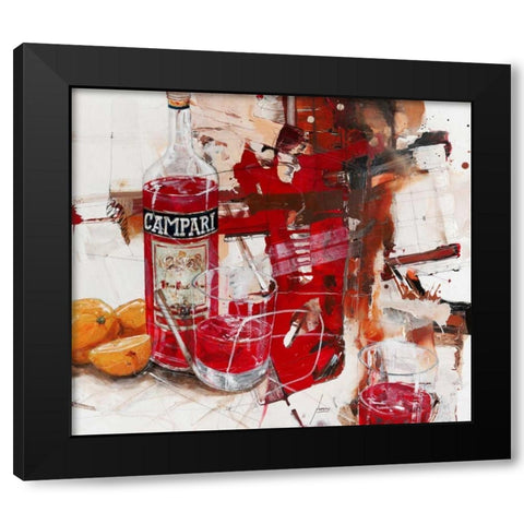 Das Rot, das aus der Flasche kam Black Modern Wood Framed Art Print by Mayer, Norbert