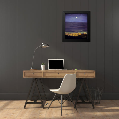 Montana Moon Rise Black Modern Wood Framed Art Print by Stalowy, John