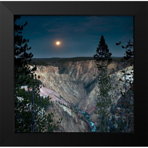 North Rim Moon Rising Black Modern Wood Framed Art Print by Stalowy, John