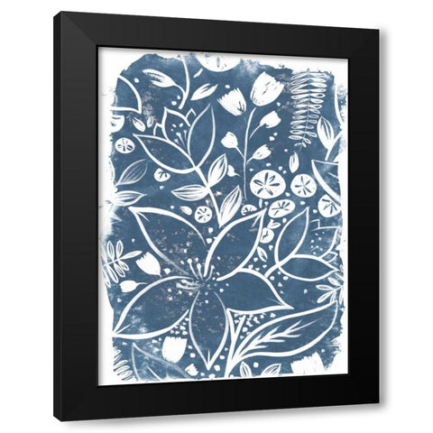 Garden Batik II Black Modern Wood Framed Art Print by Vess, June Erica